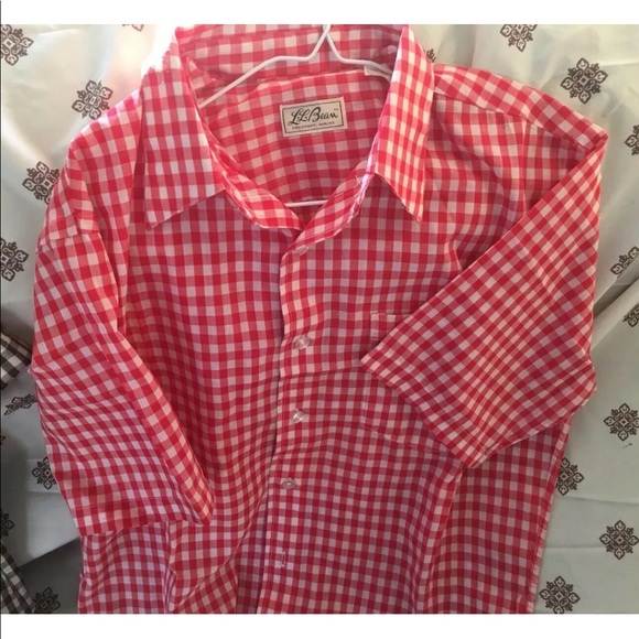 LL Bean Vintage 60s red gingham button short med - Picture 5 of 8